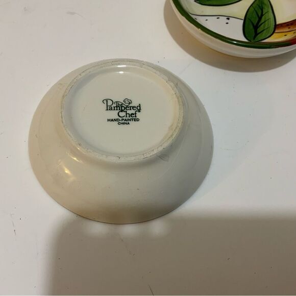 Pampered Chef Small Oil/Serving Bowls Hand Painted  Bright Colors Set of 3 G22 - Picture 4 of 6